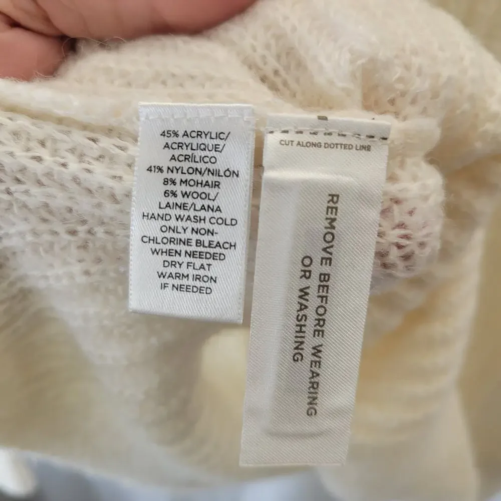 LOFT Cream Crewneck Pullover Sweater, S